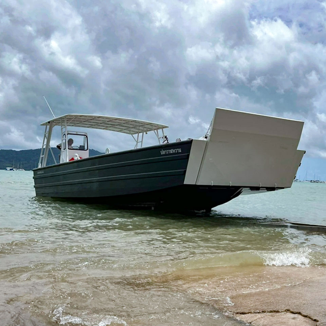 Lancha de desembarco de consola de 9m que transporta lancha de desembarco de aluminio de ferry de barco de carga de 5 toneladas con cabina para la venta